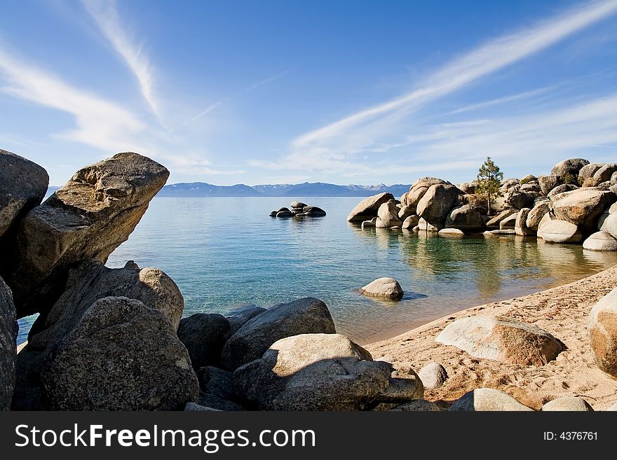 Lake Tahoe with clouds over it. Lake Tahoe with clouds over it