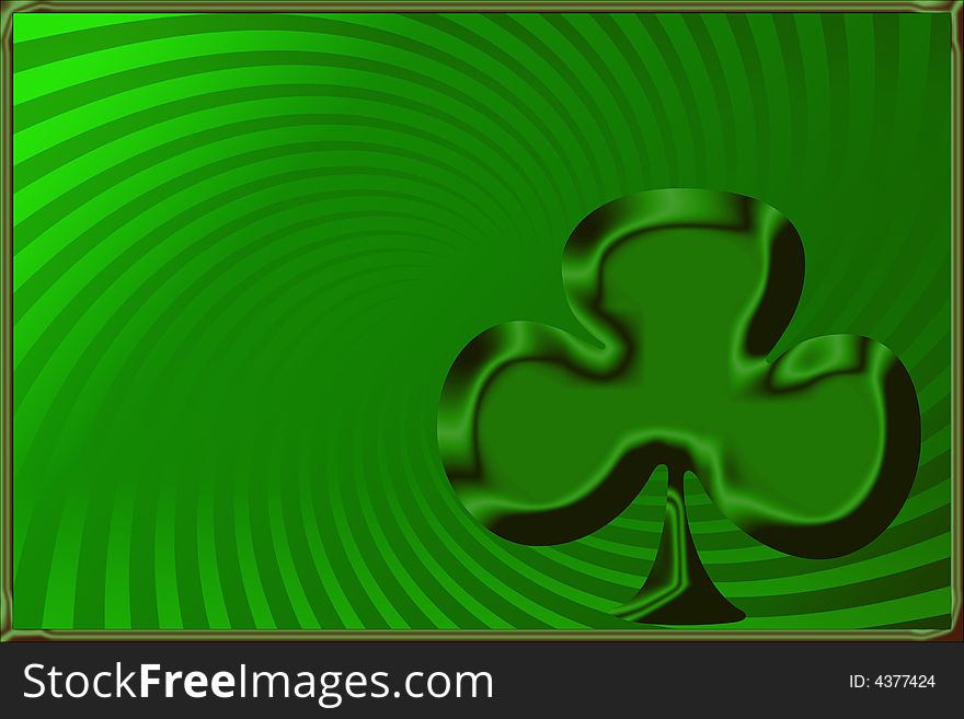 Shamrock illustration on a swirl green background. Shamrock illustration on a swirl green background