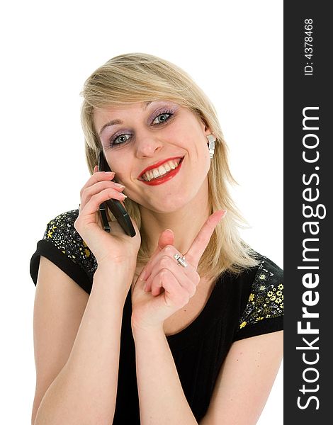 Business woman calling on white background