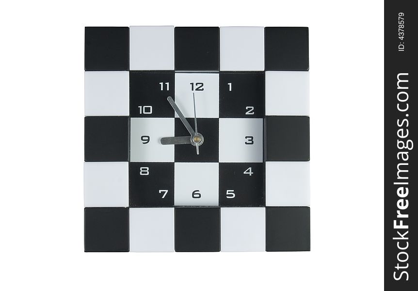 Checker cross pattern clock design with white background