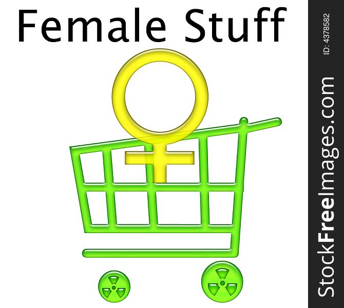 Female stuff cart symbol for shopping via internet
