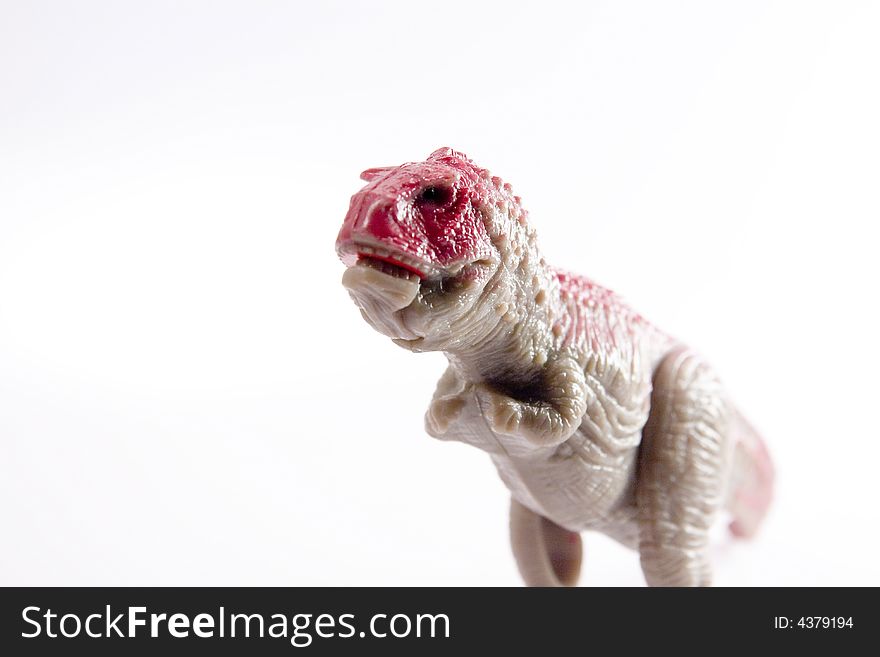 Dinosaur reptile macro close up toy white background