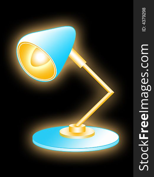 Table lamp illustration with black background