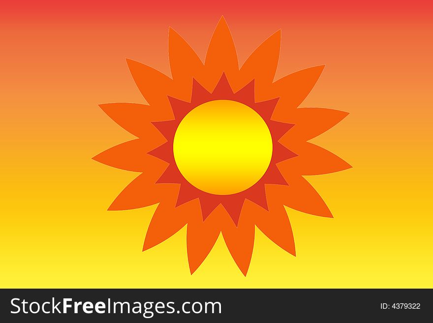 A sun like illustration over various backgrounds