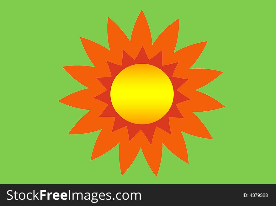 A sun like illustration over various backgrounds