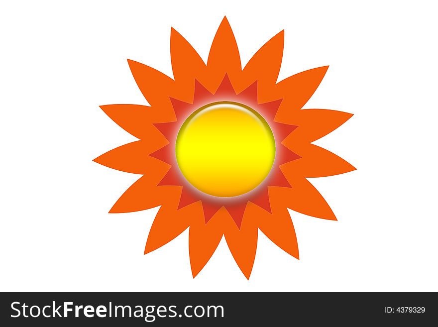 A sun like illustration over various backgrounds