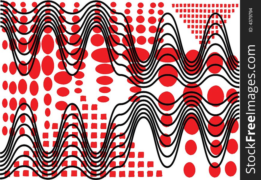 Vector abstract background with black, white, red