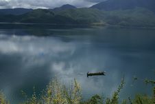 A Boat In Lugu Lake Stock Image A Boat In Lugu Lake Stock Image