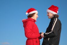 Couple Against Blue Sky Background Stock Photos Couple Against Blue Sky Background Stock Photos