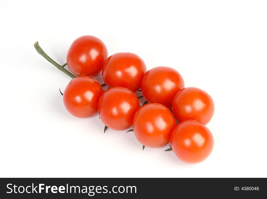 Cherry tomatoes on a white