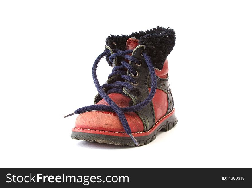 Baby shoe on white background