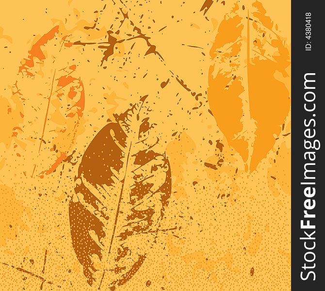 Vector background with the image of orange and brown leaves. Vector background with the image of orange and brown leaves