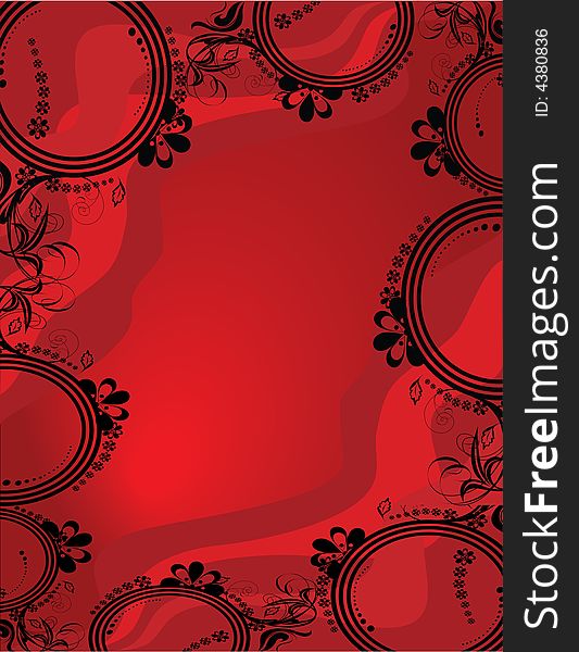Design flowers ornament on red background