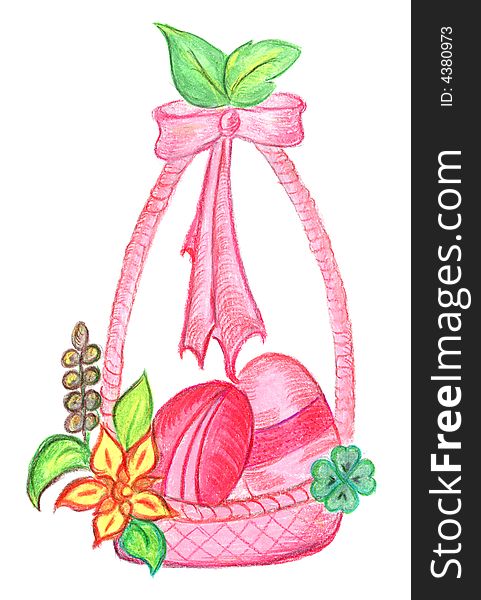 Basket with two easter eggs
