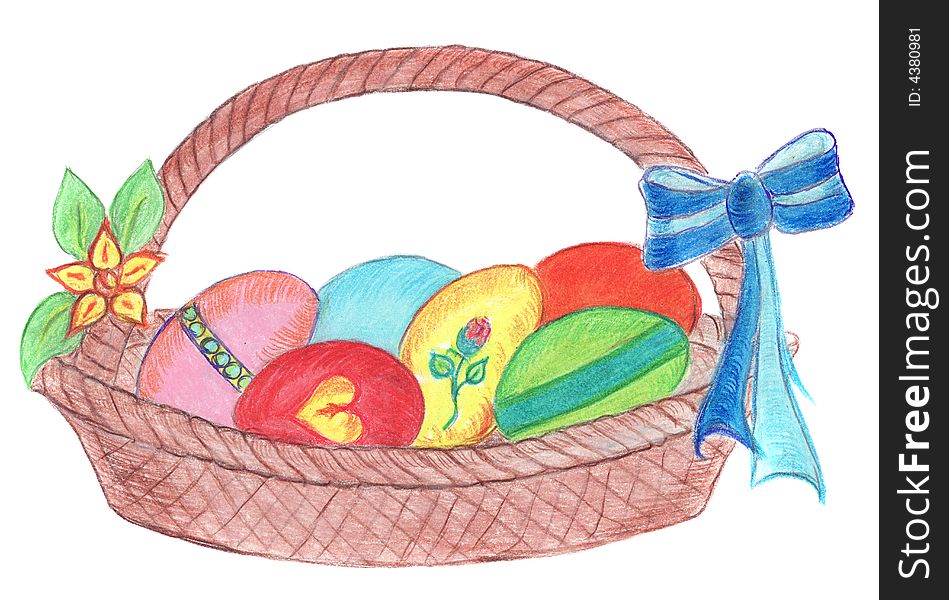 Easter eggs basket with bow