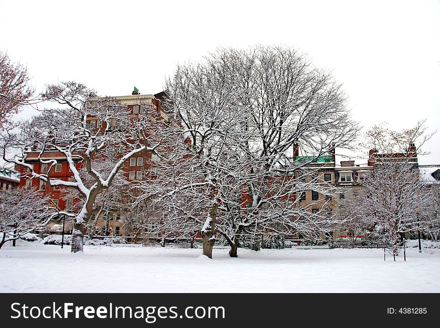 Stock image of a snowing winter at Boston, Massachusetts, USA. Stock image of a snowing winter at Boston, Massachusetts, USA