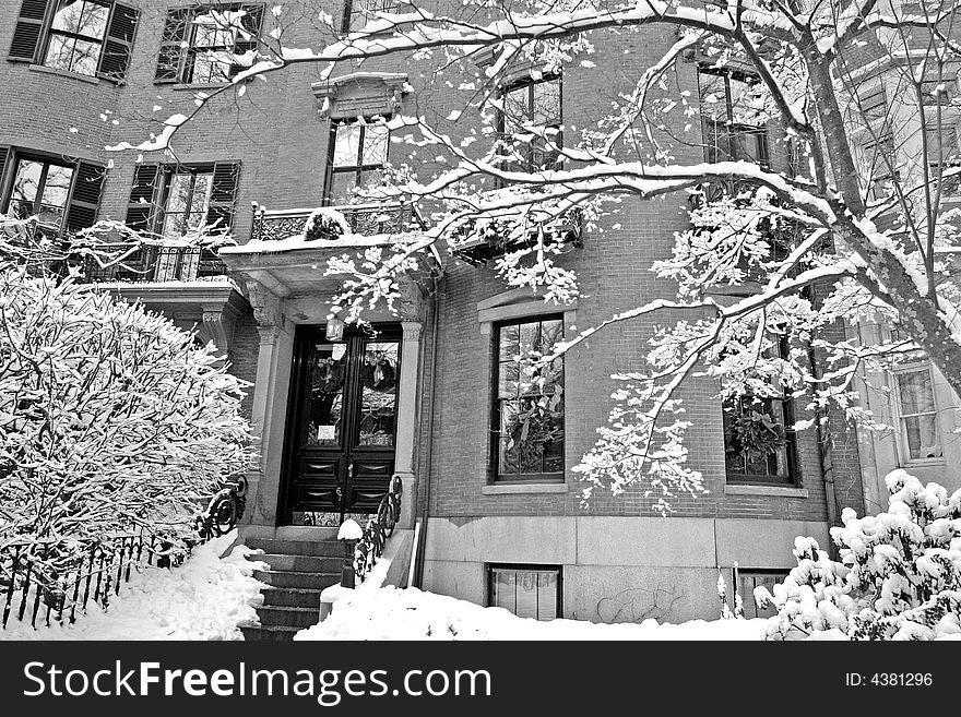 Stock image of a snowing winter at Boston, Massachusetts, USA. Stock image of a snowing winter at Boston, Massachusetts, USA