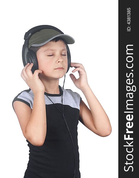 Young boy listening to music