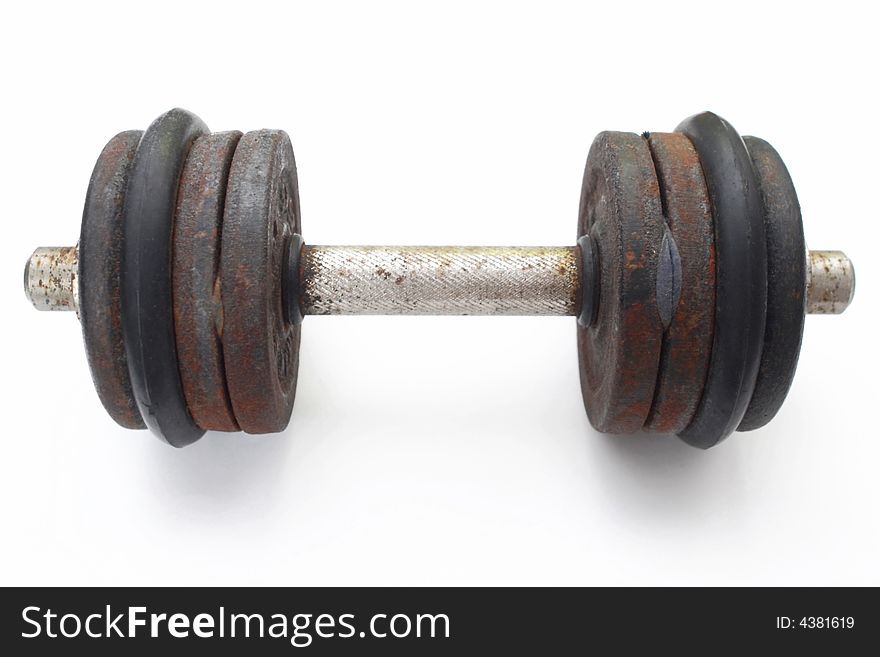 A barbell on the white background