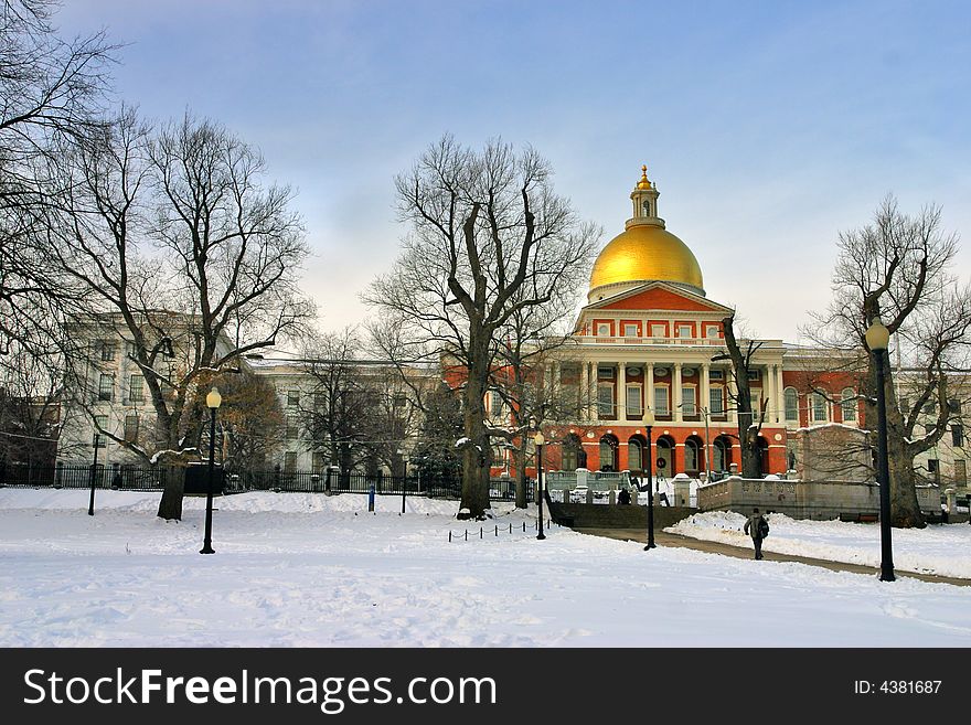 Stock image of a snowing winter at Boston, Massachusetts, USA. Stock image of a snowing winter at Boston, Massachusetts, USA