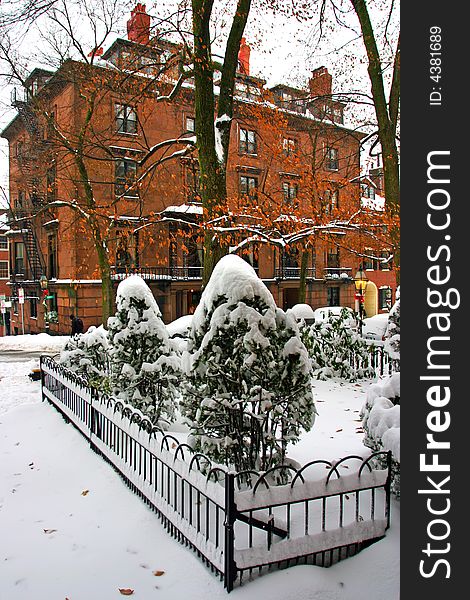 Stock image of a snowing winter at Boston, Massachusetts, USA. Stock image of a snowing winter at Boston, Massachusetts, USA