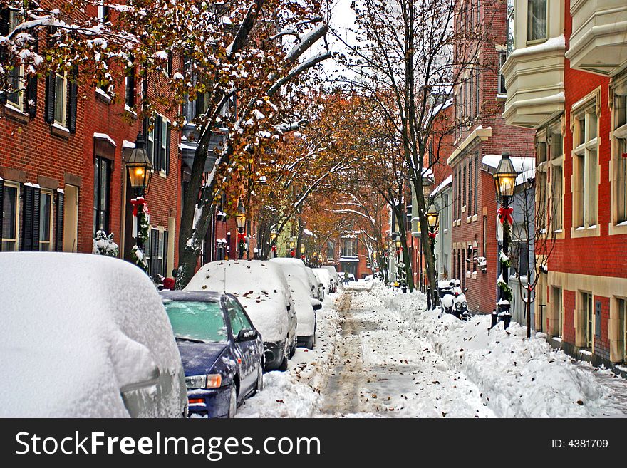 Stock image of a snowing winter at Boston, Massachusetts, USA. Stock image of a snowing winter at Boston, Massachusetts, USA