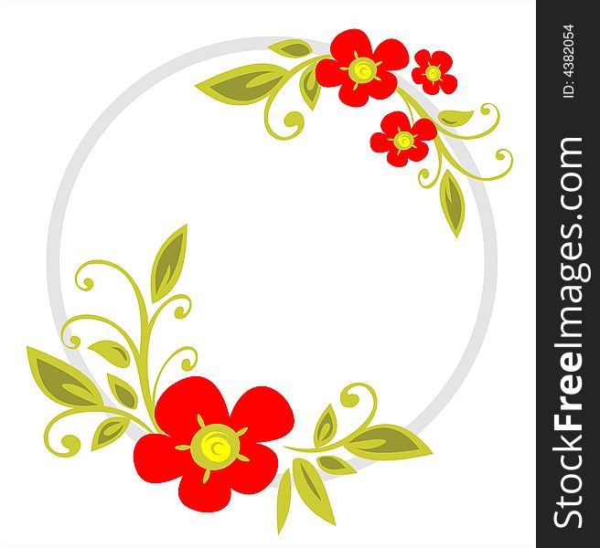 Stylized  pattern with red flowers on a white background. Stylized  pattern with red flowers on a white background.