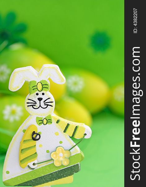 Green easter card with hare
