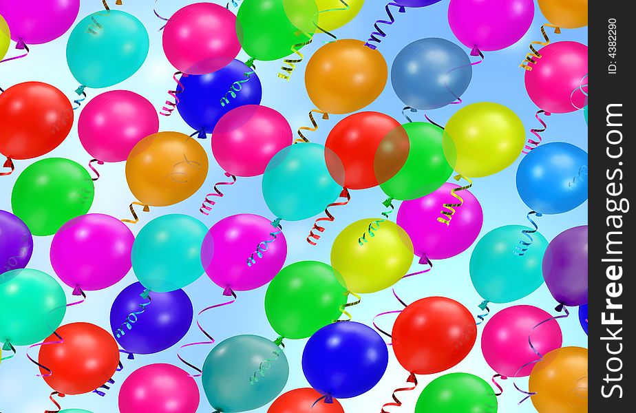 Background of various colorful party balloons