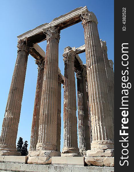 Detail of corinthian columns in athens