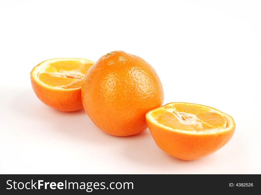Orange citrus with slices on wight background