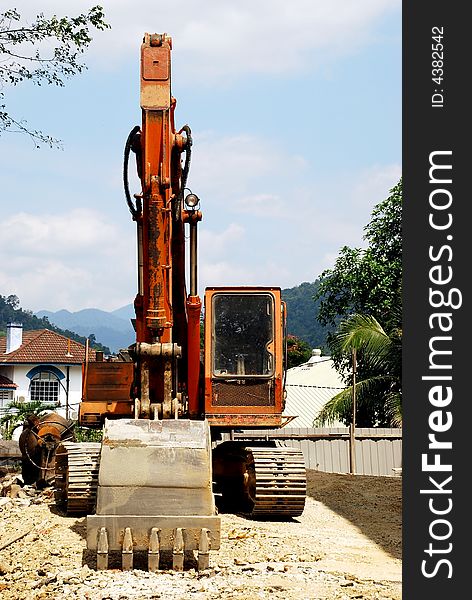 Bulldozer working on a construction site area