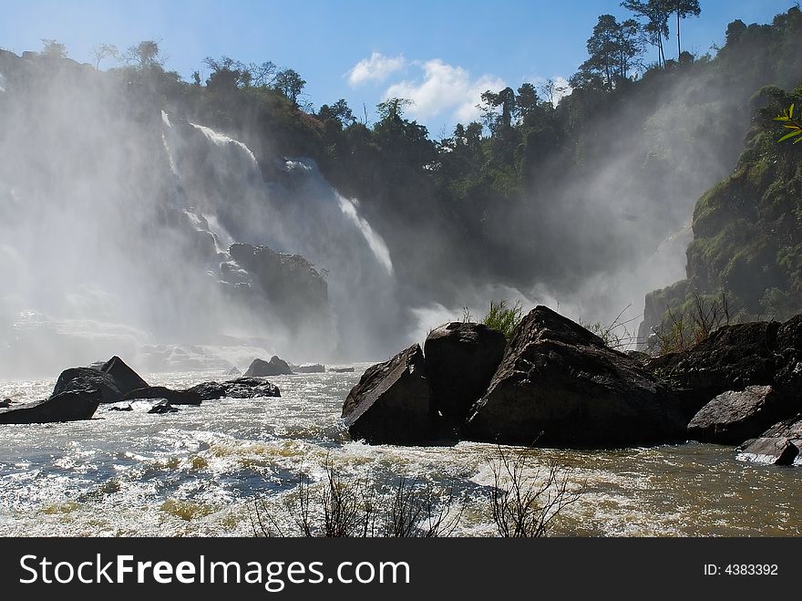 The mountain waterfall in Vietnam