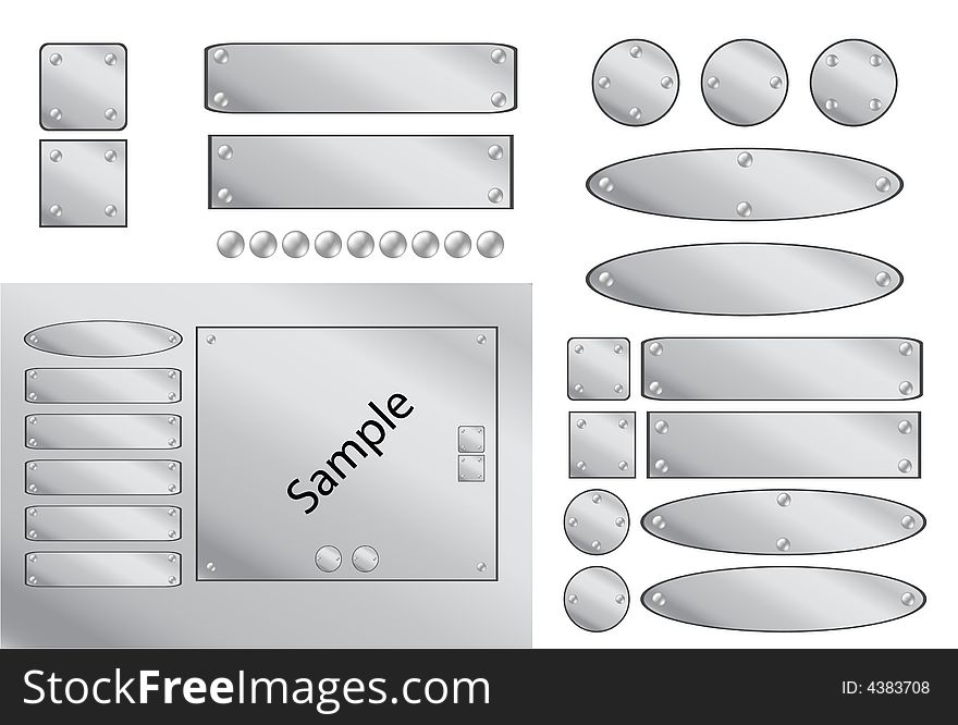 Simple steel buttons vector illustration