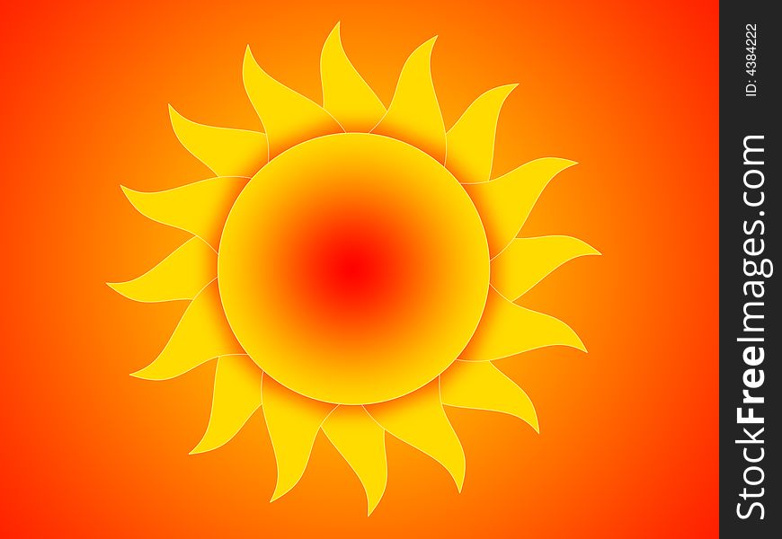 Symbol of the yellow-red sun on a red-yellow background
