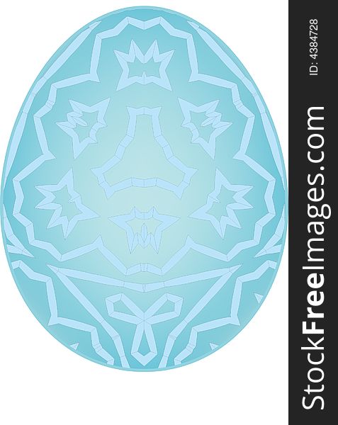 Illustration of an easter egg, blue background with lighter blue decorative pattern