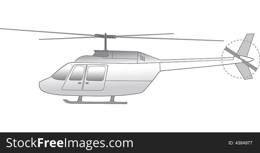 Computer generated illustration of a silver helicopter. Computer generated illustration of a silver helicopter