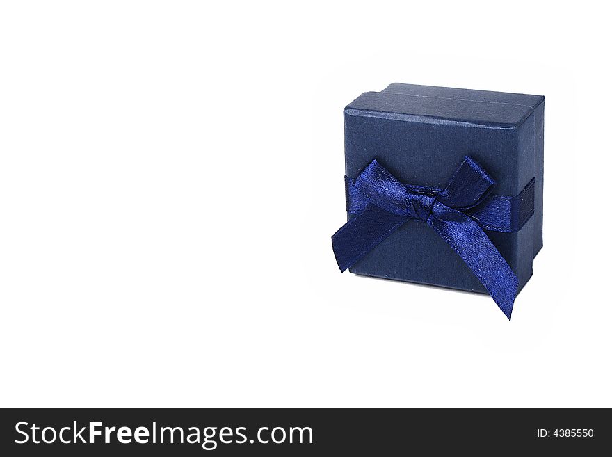 Blue box with gift isolated on white