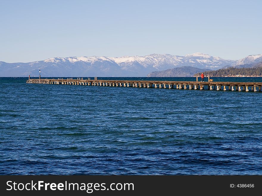 Pier at the lake in winter