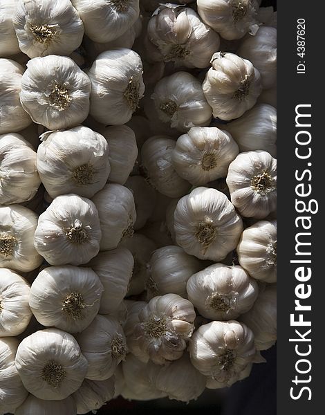 Fresh white fragrant garlic bulbs