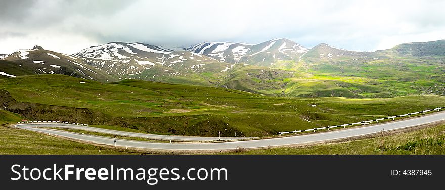 High mountained road in spring. Armenia