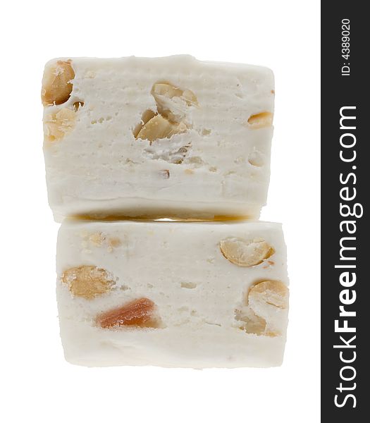 Delicious nougat isolated on a white background