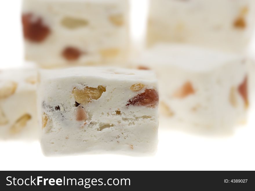 Delicious nougat isolated on a white background