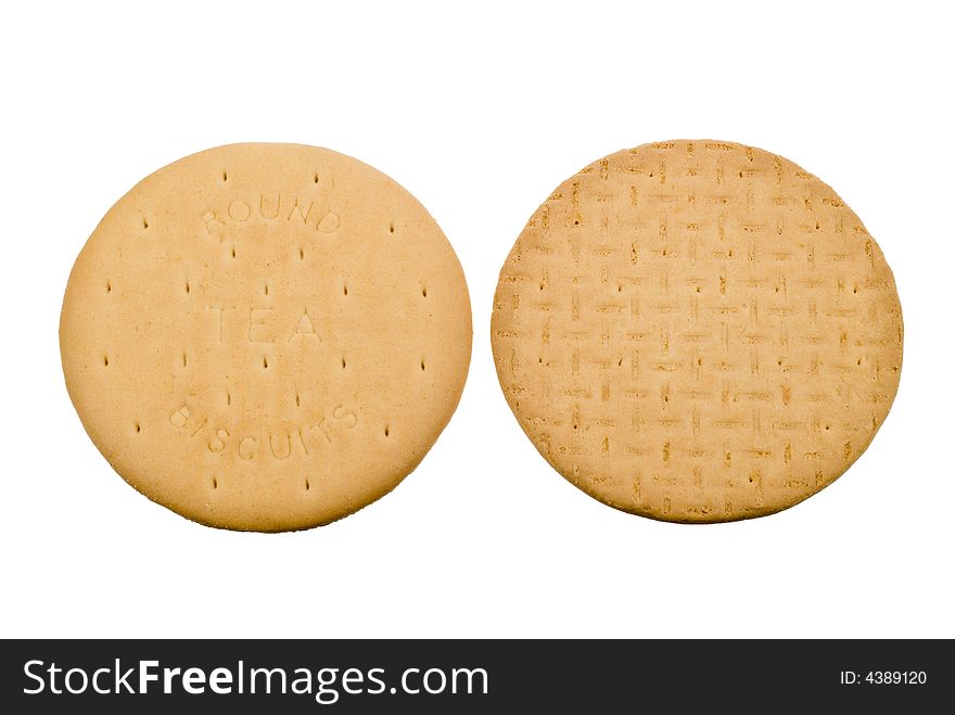 Delicious tea biscuits isolated on a white background