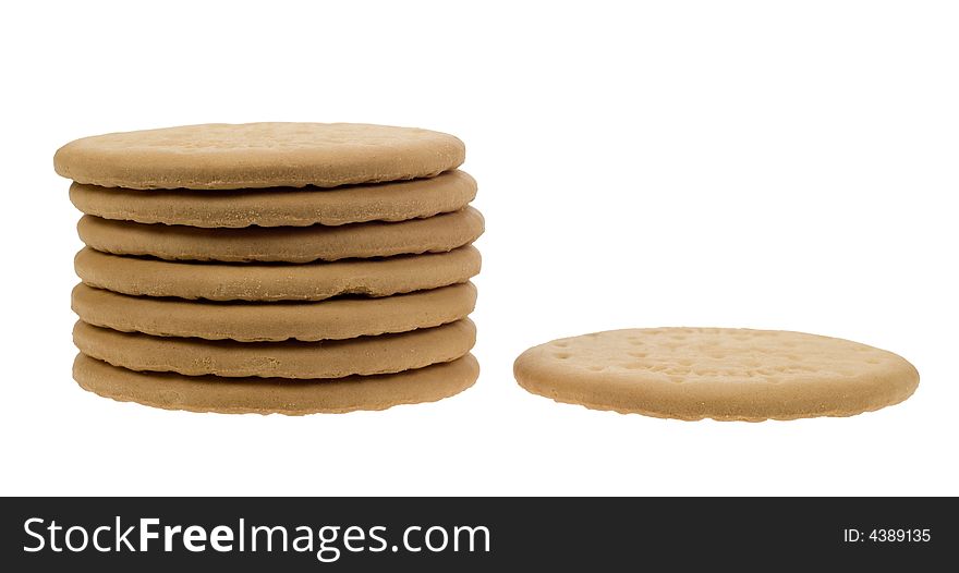 Delicious tea biscuits isolated on a white background