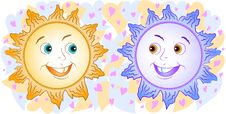 Two Cheerful Sun Royalty Free Stock Image