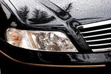 Car Headlight In The Rain Royalty Free Stock Photo
