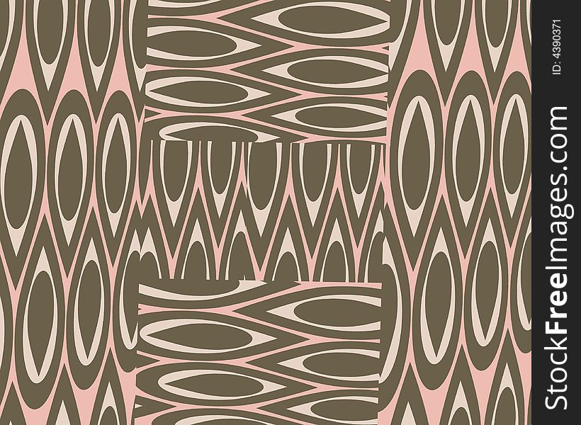 Retro warped pink and brown teardrops collage. Retro warped pink and brown teardrops collage