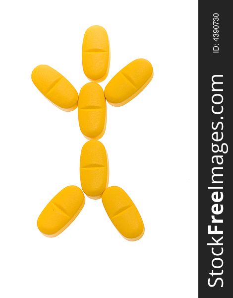 Man silhouette made from orange pills