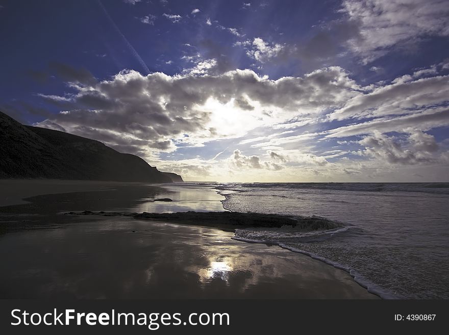 Clouds and ocean at the atlantic in Portugal. Clouds and ocean at the atlantic in Portugal